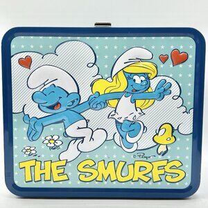 The Smurfs Peyo 2010 Classic Tin Lunchbox Smurfette Collectible Blue Classic
